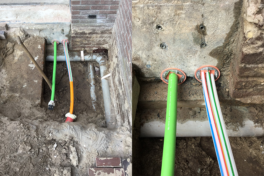 RGP in concrete wall with cables